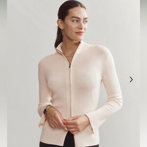 Rhône merino wool blend sweater cardigan zip XS cream